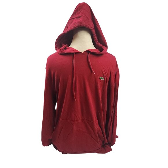 Lacoste Red Hooded Long Sleeve Shirt Regular Fit 100% Cotton Mens XL - Picture 3 of 13